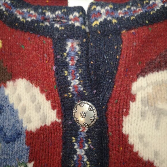 Talbots Ladies Size 8 Button Front Alpine Poppy 100% Lambswool Christmas Sweater - Picture 10 of 10